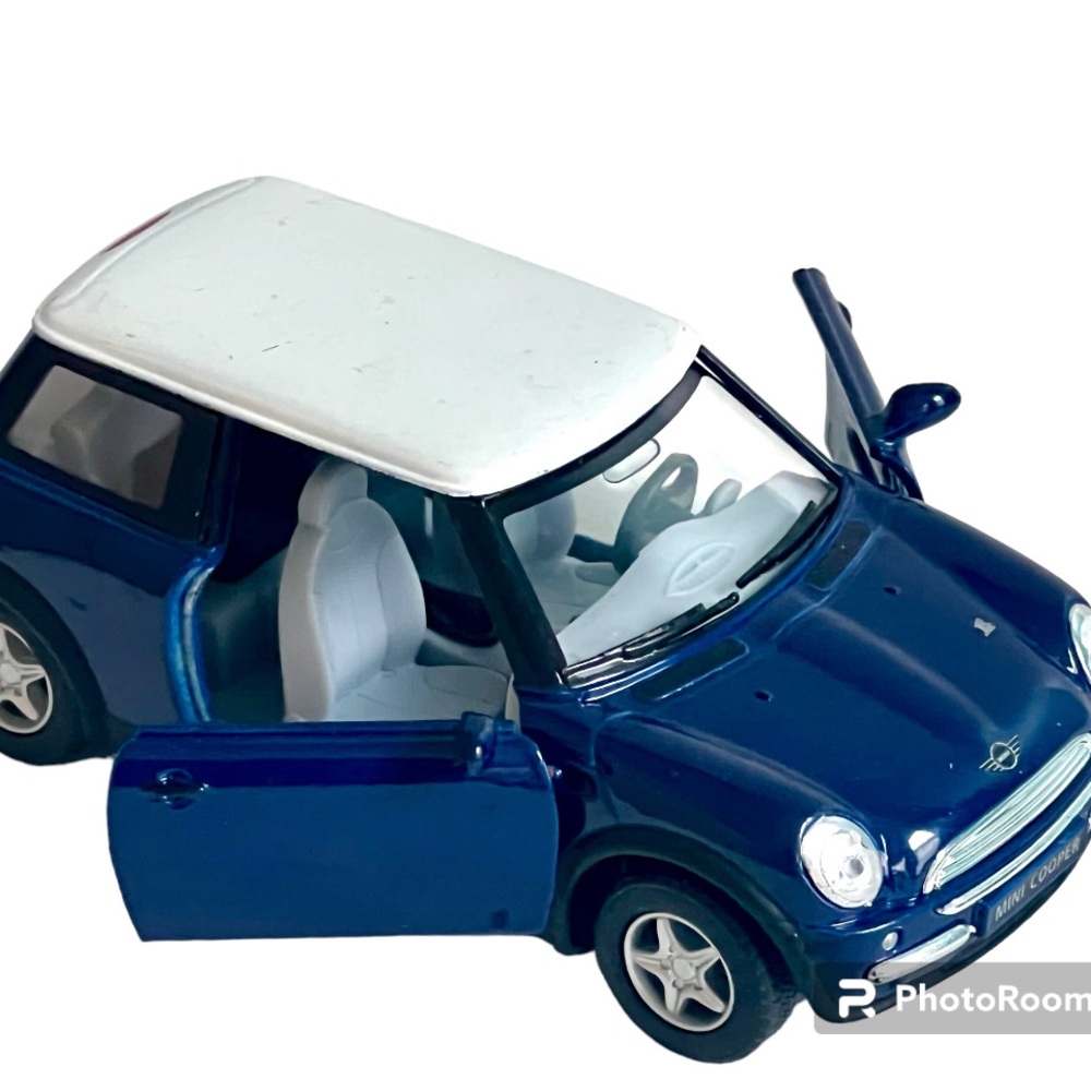 Mini Cooper Car Die Cast Metal Model Blue White